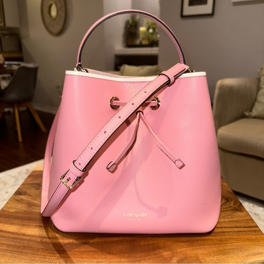 EUC Kate Spade Eva Large Bucket Bag Bright Carnation Pink - Picture 2 of 10